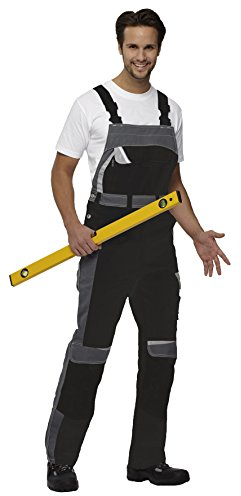 pka elastische Arbeitslatzhose für Herren BESTWORK - Allrounder für Bau, Handwerk, Industrie & Heimwerker in Schwarz/Grau Größe 54