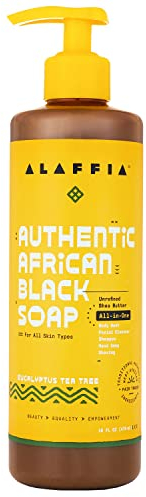 Authentic African Black Soap, Eukalyptus Teebaum, 16 Flüssigunzen (475 ml) - Alaffia