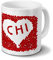 Tasse mit Namen Chi - Motiv Rosenherz - Namenstasse, Kaffeebecher, Mug, Becher, Kaffeetasse - Farbe Weiß