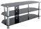 mahara Glass Corner TV Stand – Universal Black Glass TV Unit 114cm wide with Glass Shelves and Cable Management – TV Floor Stand Suitable for up to 55” TVs and Max Weight 45kg