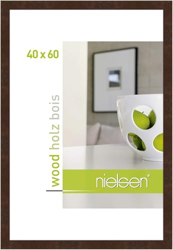 nielsen Holz Bilderrahmen Essential, 40 x 60 cm, Dunkelbraun | Holz Posterrahmen im Hoch- & Querformat zum Aufhängen Dunkelbraun matt Echtglas