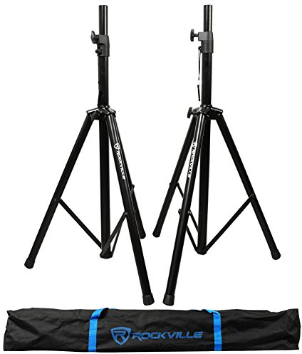 Rockville RVSS2 Black Tripod DJ PA Speaker Stands Pair with Carrying Case