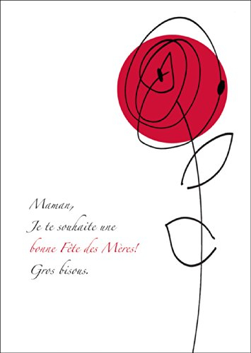 Kartenkaufrausch Schöne, französische Muttertagskarte mit Rose: Maman, Je te souhaite UNE bonne Fête des Mères! Gros bisous. • schöne Premium Grusskarte mit Umschlag für Lieblingsmenschen