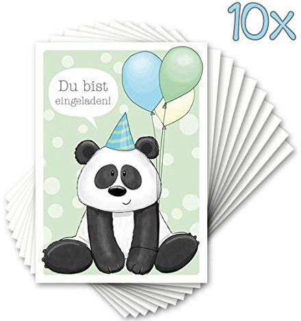 emufarm 10 Einladungen zum Kindergeburtstag PAUL PANDA/für Zoo Partys, Tierpark