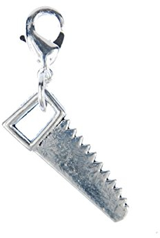 Miniblings Säge Fuchsschwanz Charm Handsäge Werkstatt Handwerken - Handmade Modeschmuck I Kettenanhänger versilbert - Bettelanhänger Bettelarmband - Anhänger für Armband
