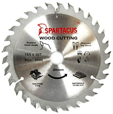 Spartacus 165mm Diameter x 30 Teeth x 20 Bore Wood Cutting Circular Saw Blade Fits Makita DSS610 DSS611 DHS680