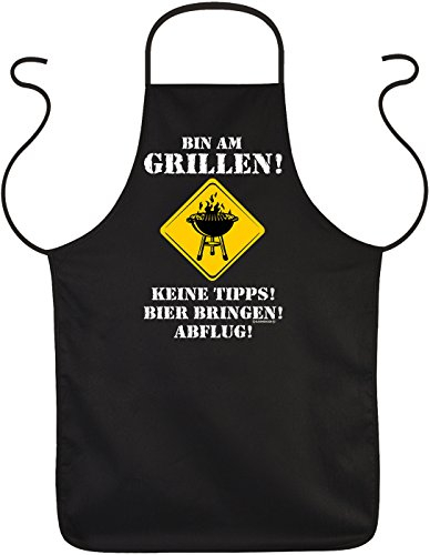 Tini - Shirts Coole Grillschürze/Kochschürze Grillzubehör : Bin am Grillen! schwarze Schürze + Gratis Urkunde !!