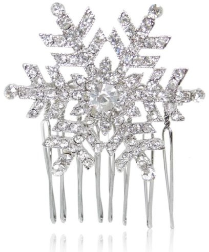 EVER FAITH® österreichischen Kristall Winter Schneeflocke Haarkamm Haarschmuck Clip - Silber-Ton (Klar Silber-Ton)