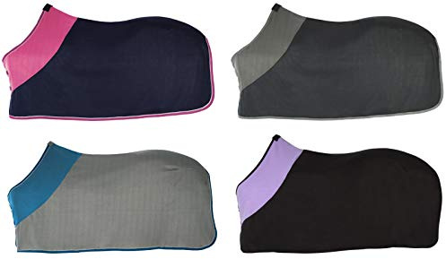 PFIFF 100983 Polarfleecedecke Fleecedecke Pferdedecke Abschwitzdecke, Blau/Pink, 145