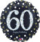 Amscan 10022919 Folienballon 60 Sparkling Birthday, Schwarz, Silber, Gold