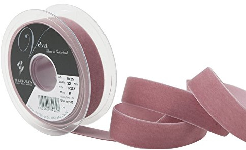 Berisfords Velvet Ribbon, Colonial Rose, 5 m x 22mm