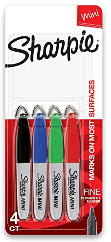 Sharpie Mini Permanent Markers, Fine Point, Assorted Colors, 4 Count