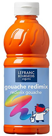 Lefranc Bourgeois - Gouache liquide Redimix pour enfants - Bouteille 500ml - Orange