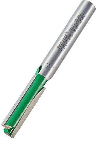 Trend CraftPro C010X1/4TC Fräser-Bit, gerade, 2 Nuten, 1/4-Zoll-Schaft, 7,1 mm Schnittdurchmesser und 25,4 mm Schnittlänge, Wolframkarbidspitze