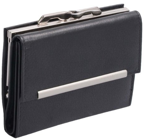 Damenknipsbörse AVANCO in Echt-Leder, schwarz, 12x9x2,5cm