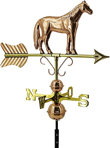 Linneborn 3D Wetterfahne, Wetterhahn Motiv Pferd aus Kupfer inkl. Befestigung. Windrichtungsanzeiger Windspiel