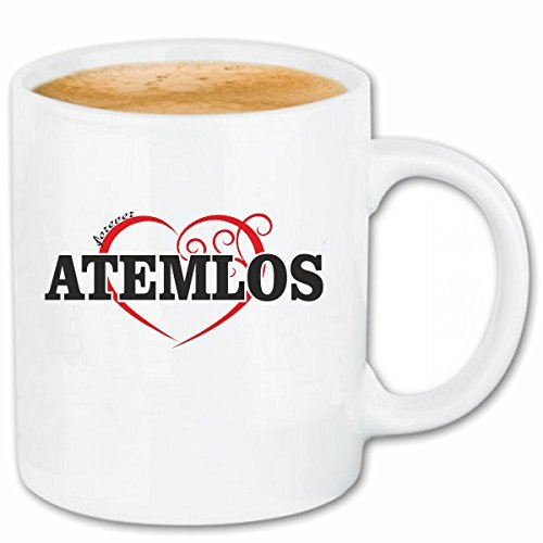 Reifen-Markt Kaffeetasse Atemlos Keramik Höhe 9,5cm & 8cm Durchmesser 330 ml in Weiß für jeden Liebhaber/Fan genau das richtige