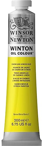 Winsor & Newton 1437087 Winton, feine hochwertige Ölfarbe - 200ml Tube mit gleichmäßiger Konsistenz, Lichtbeständig, hohe Deckkraft, Reich an Farbpigmenten - Kadmium Gelb Zitrone Farbton