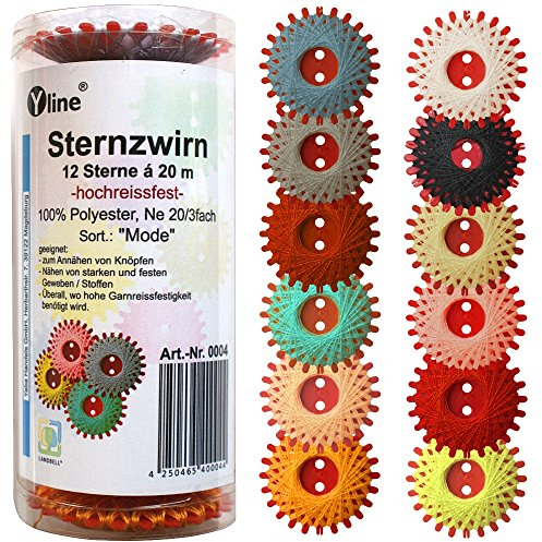 12er Set Sternzwirn Sternchenzwirn farbig/mode, sl, (0,04 € / m), 0004