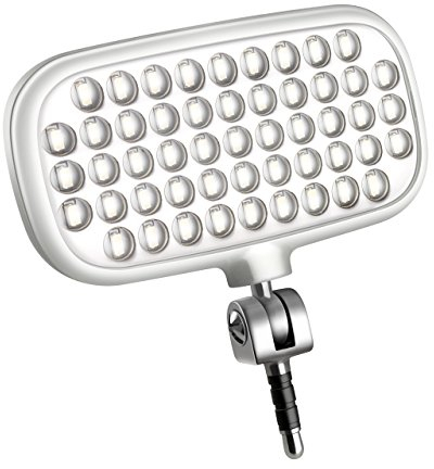 Metz mecalight LED-72 smart in Weiß | LED-Videolicht für Smartphones & Tablets mit 51 LEDs und 72 LUX, eigenen Lithium-Polymer-Akku, 3 Modi, für Fotos oder Videos geeignet etc