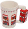 Puckator London Doppelstockbus geformter Henkel Tasse aus Dolomit-Keramik