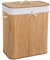 tectake® Bambus Wäschekorb mit Deckel, Wäschesammler mit Deckel und Wäschesack, Wäschekorb schmal, Laundry Basket, Wäschetruhe faltbar, Wäsche Sortiersystem, Wäsche Organizer, 100 L, beige