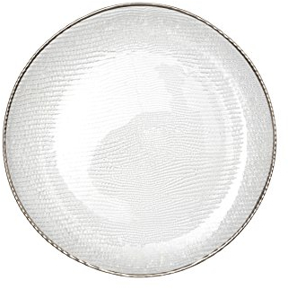 Excelsa Platinum Sottopiatto, Trasparente/Bordo Argento, 33.5x33.5x2 cm