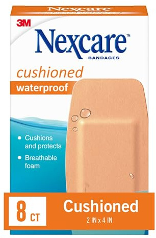Nexcare Waterproof Cushioned Bandages, Knee & Elbow, 2 x 4 in, 8 Count