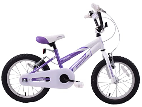 Ammaco Misty Girls BMX Kids Bike 16 Wheel V-Brakes Single Speed Purple/White Steel Age 5+