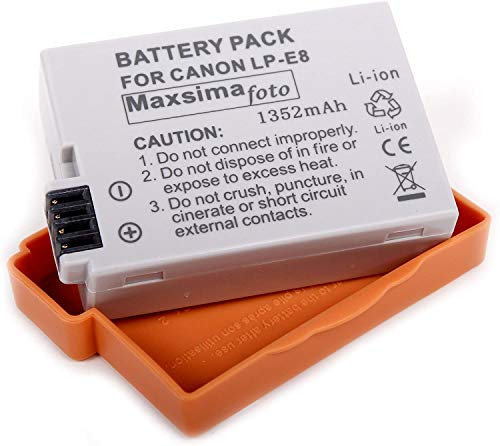 Maxsimafoto® - 1352mAh Battery Pack LP-E8, LPE8 for Canon EOS 550D 600D 650D 700D / Rebel T2i T3i T4i T5i.