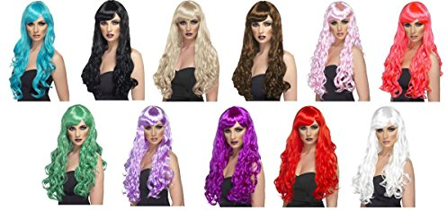 Smiffys 42102 - Damen Wunsch Perücke mit Locken und Pony, One Size, Aqua Halloween