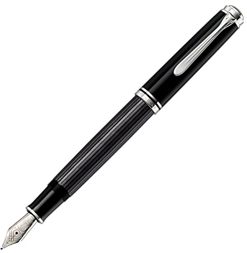 Pelikan 953611 Souverän Stresemann Kolbenfüllhalter M805 in Faltschachtel, Feder EF, anthrazit