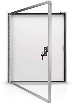 magnetoplan Schaukasten CC, 4 x A4, weitere Größen auswählbar mit Sicherheitsglas für Außenbereich, weiß/aluminium/grau