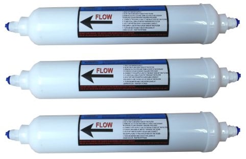 3 Pack of 6 Month Universal Inline Undersink Water Filter Cartridges Fits All undersink Systems with 1/4 Pipe