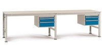 Manuflex AU5667.7035 Arbeitstische Serie inkl. Schubladen 3000x800x760mm Kunststoff hellgrau RAL7035 grau