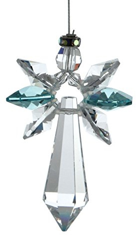 Crystals lucky crystal angel, Crystal, turquoise, 19,4 x 3,5 x 1 cm