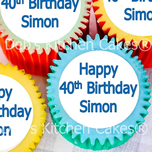 Personalised Text Cupcake Toppers - Your Message - Edible Wafer - 4cm x 24