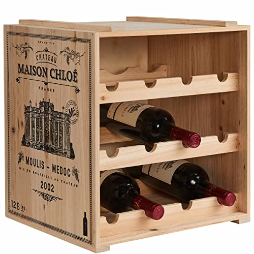 BUTLERS Vinothek Weinregal 36x32x39 in Natur - Hochwertiges Flaschenregal aus Holz - Alternatives Holzregal, Weinständer