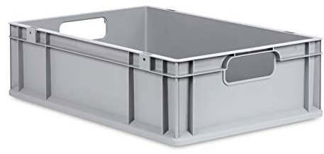 aidB Eurobox NextGen Economy 600x400x170mm – Robuste Aufbewahrungsbox 34L – Stapelbare Kunststoffbox mit offenen Griffen – Plastikbox für Lager, Transport & Aufbewahrung – Industriequalität - Grau