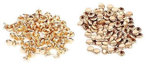 Akozon Remaches Doble DIY Decoracion Calzado y Cuero 10 * 8mm 100pcs(Dorado)