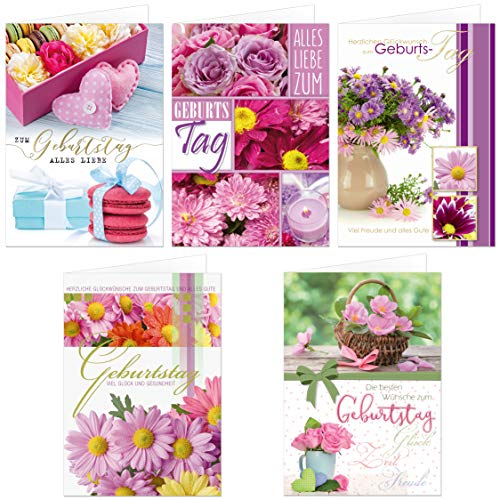 Geburtstagskarten mit feiner Prägung im Set, 50 Klappkarten mit Umschlag. Nicht das kleinere A6-Format!
