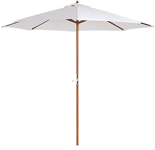 Outsunny - Sombrilla de jardín con poste central de madera, impermeable y resistente a los rayos UV, beige, diámetro 270 x 250 cm