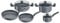 Lagostina Antea Ensemble de Casseroles et de Poêles Antiadhésives, 8 Pièces, avec 2 Faitouts à Poignées, 2 Poêles, 1 Casserole à Manche, 3 Couvercles en Verre, Revêtement Minéral Météorite