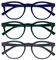 OPULIZE Blu-Lesebrille Blaulichtfilter 3er Pack Cool Rund Rahmen Federscharniere Verbessern Den Schlaf Computer Gaming Entspiegelt Blau Grün Grau Herren Damen BBB5-367 +3.00
