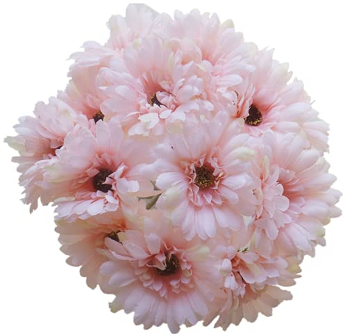 UICerland 15 Stück Künstliche Blumen Seiden Gänseblümchen Blumen gefälschte Gerbera Blumen für Blumensträuße für Hochzeit Partei Tischaufsätze Blumenarrangement Heim Küche Dekor DIY (Hell-Pink)