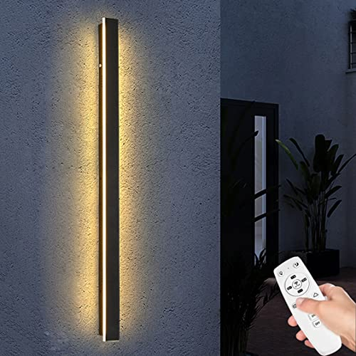 HMAKGG LED Wandleuchte Aussen Innen mit Fembedienung, Wasserdicht IP65 Außenwandleuchte Dimmbar Modern Wandlampe für Garten Terrasse Garage Haustür,72w/120cm