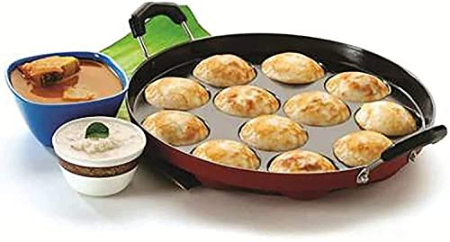 Appam Patra Paniyaram Non-Stick Pan 12 Cavities Non-Stick Appam Patra Nonstick Appam Pan, Appam Chetty Paniyaram Pan Patra, Non-Stick Pan with Stainless Steel Lid
