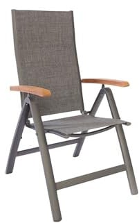 Villana Multipositionssessel, anthrazit, Alu/Textilene, 68x58x110, FSC Armlehnen Akazienholz, verstellbar
