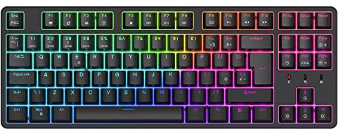 CIY Mechanical Gaming Keyboard+Magnetically Detachable Upper Cover+RGB LED Rainbow+TENKEYLESS (88 Key)+Hot Swap Switches (Black and Blue Switch)