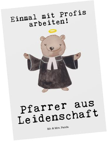 Mr. & Mrs. Panda Postkarte Pfarrer Leidenschaft - Geschenk, Pastor, Kirche, Spruch, Ansichtskarte, Grußkarte, Postkarten, bildkarte, Ansichtskarten, Lustig